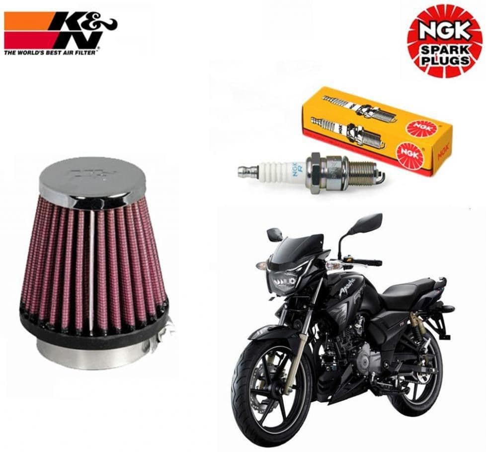 K&N 1 Bike Spark Plug, 1 Air Filter-TVS Apache RTR 180 REF Combo view 3