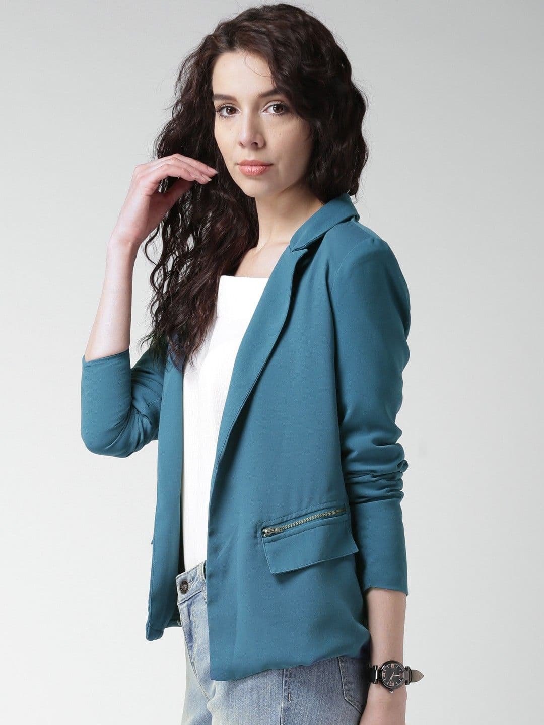 Mast & Harbour Solid Single Breasted Casual Women's Blazer view 3