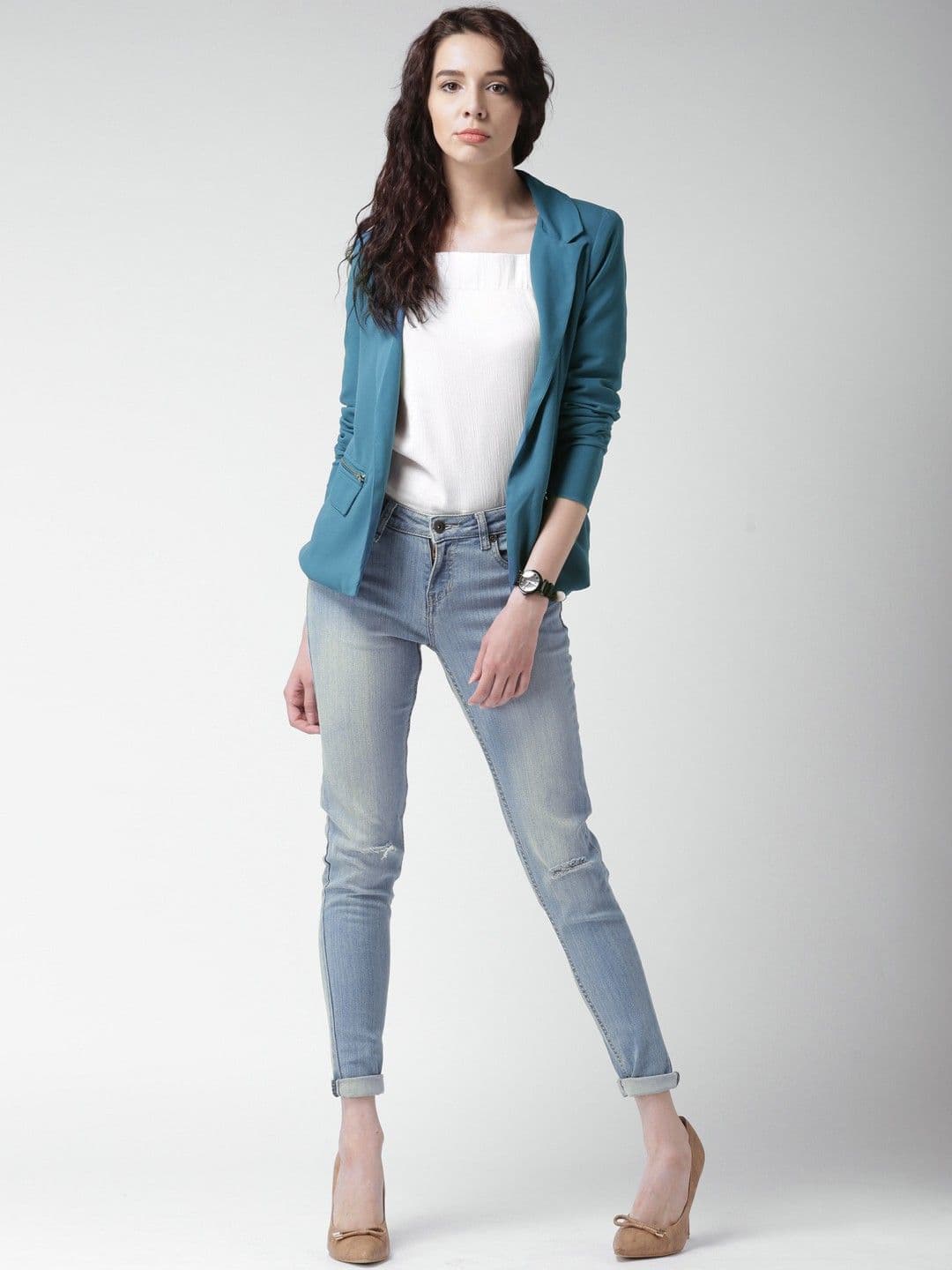 Mast & Harbour Solid Single Breasted Casual Women's Blazer view 6