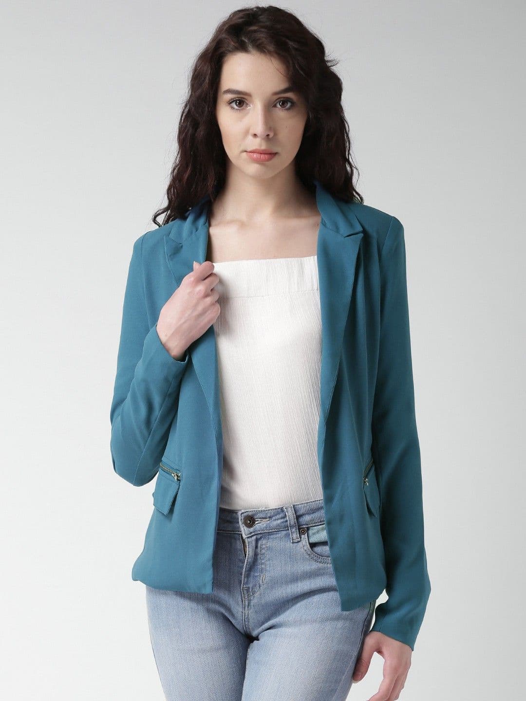 Mast & Harbour Solid Single Breasted Casual Women's Blazer view 2