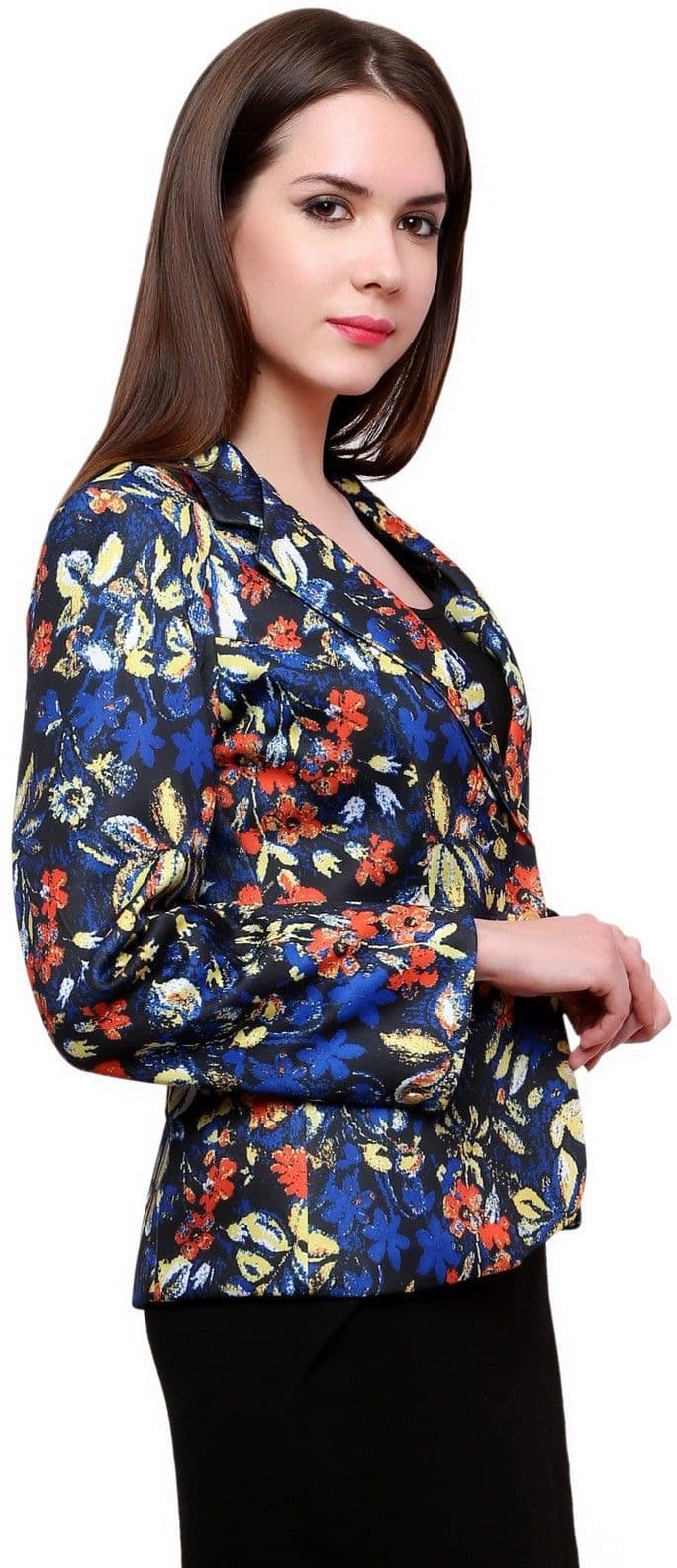 Pannkh Printed Single Breasted Casual Women's Blazer view 3