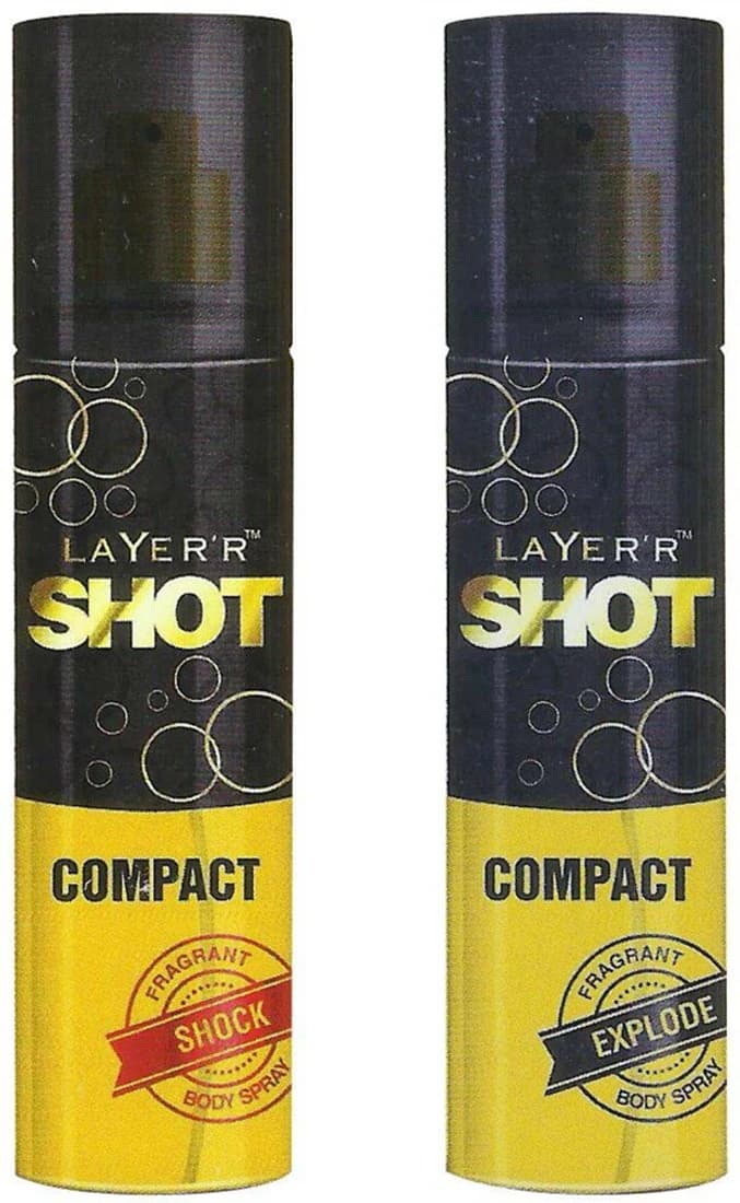 Layer'r Shot Compact Explode And Shock Body Spray (Pack Of 2) Combo Set