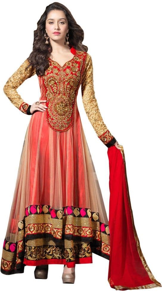 VIHA Net Embroidered Semi-stitched Salwar Suit Dupatta Material view 2