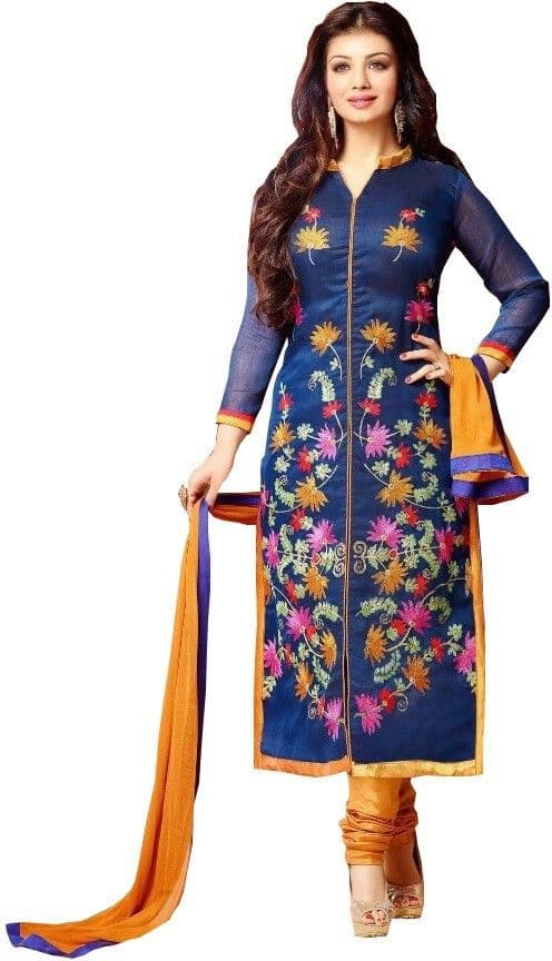 UMA TRADERS Cotton Embroidered Semi-stitched Salwar Suit Dupatta Material view 2