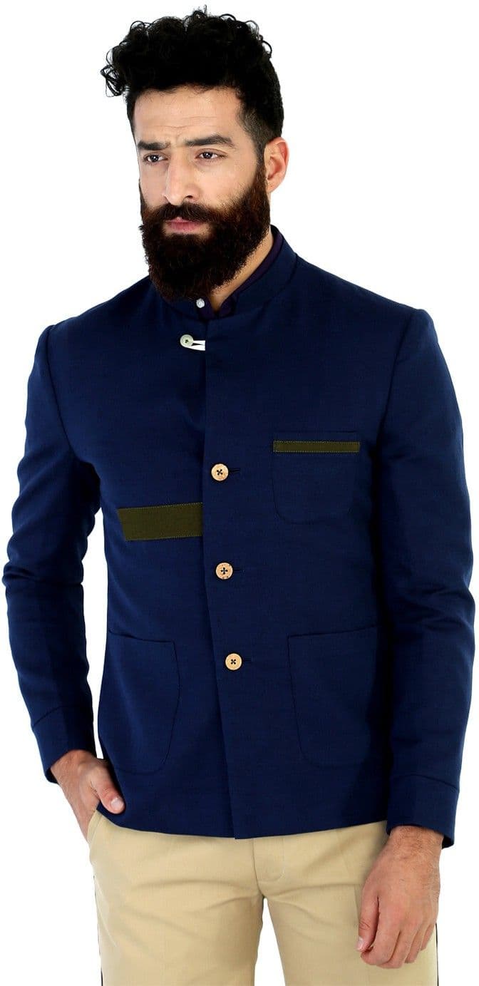 Mr Button Full Sleeve Solid Men's Linen Jacket