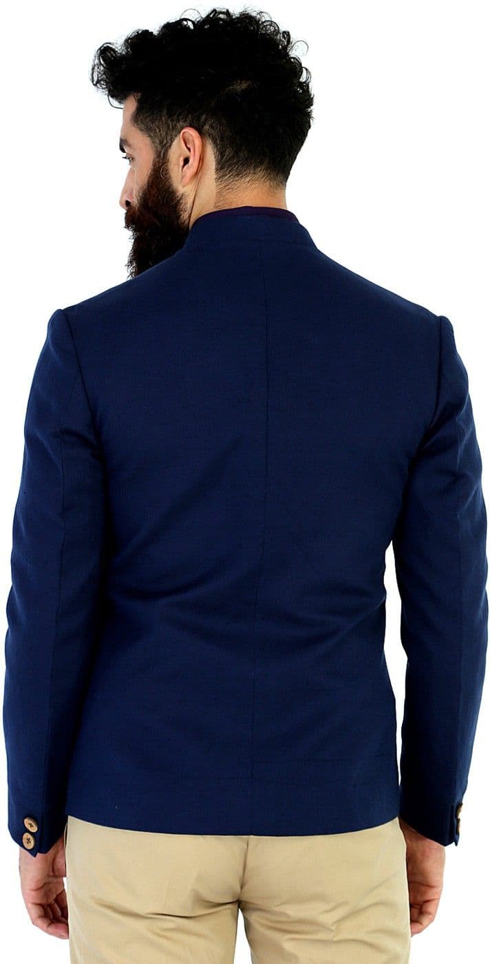 Mr Button Full Sleeve Solid Men's Linen Jacket view 4