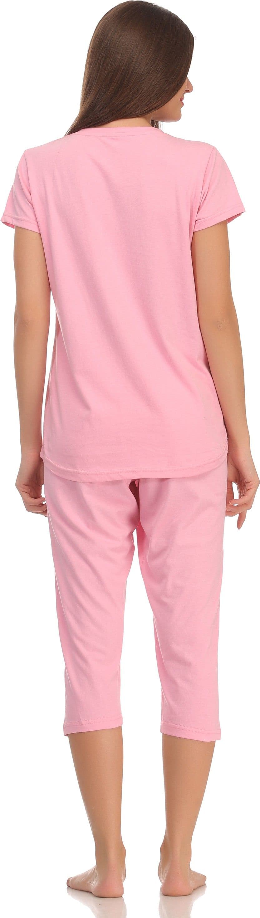 Kanvin Women's Solid Pink Top & Capri Set view 5