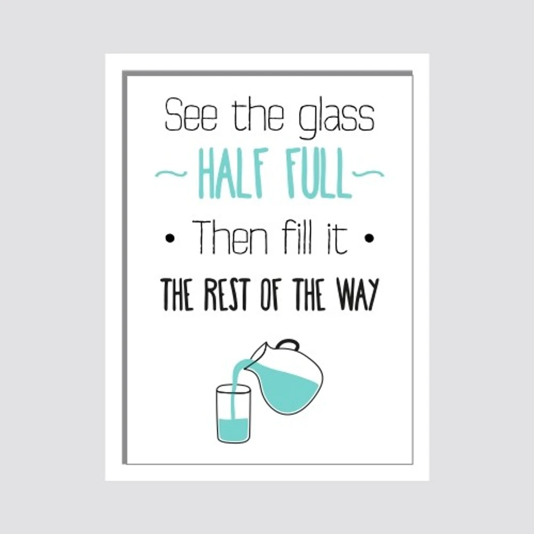 OOBINNO Half Full Glass Digital Reprint Painting