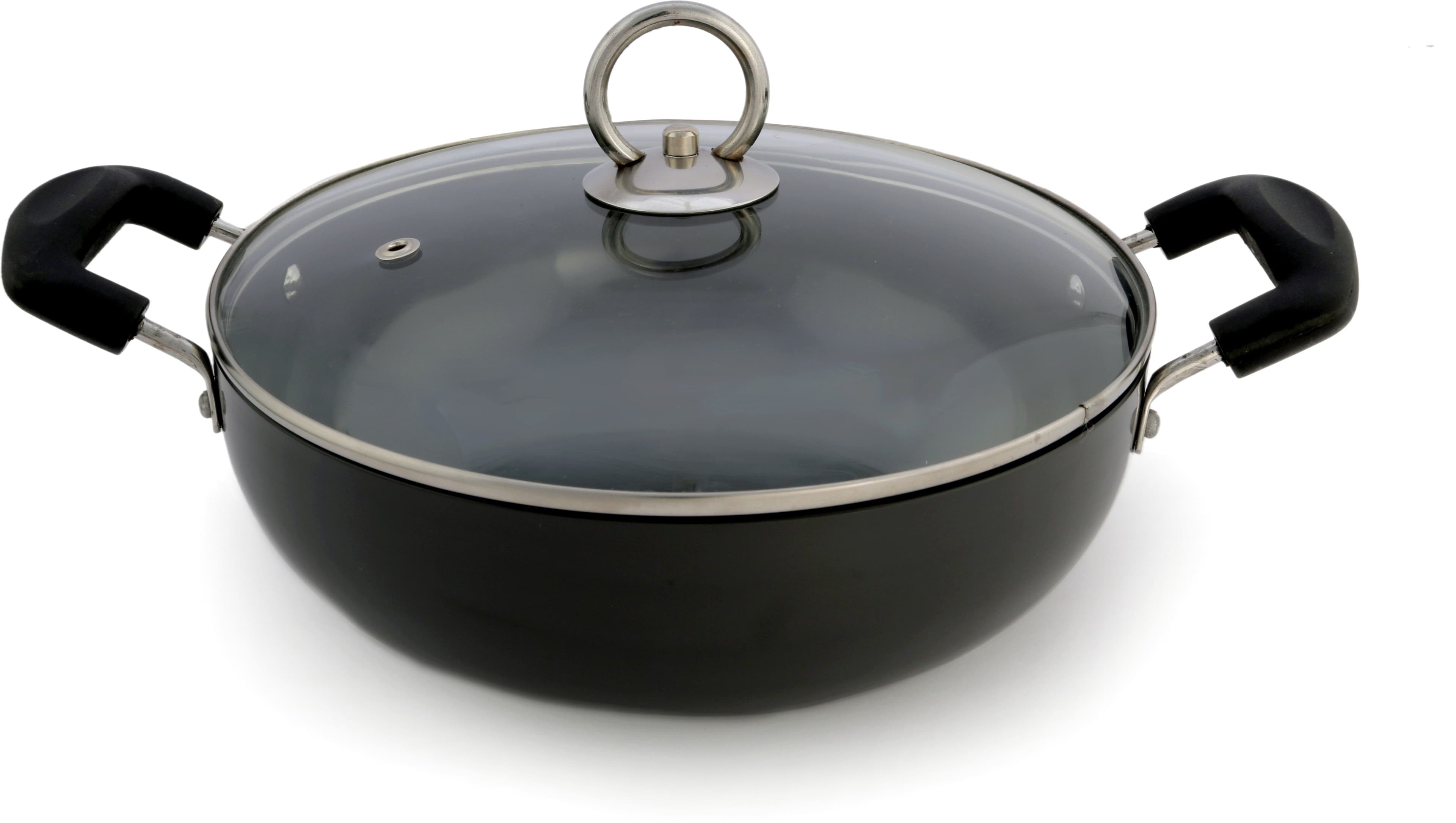 Metallino Hard Anodised WGlass Lid Kadhai 3.5 L view 2