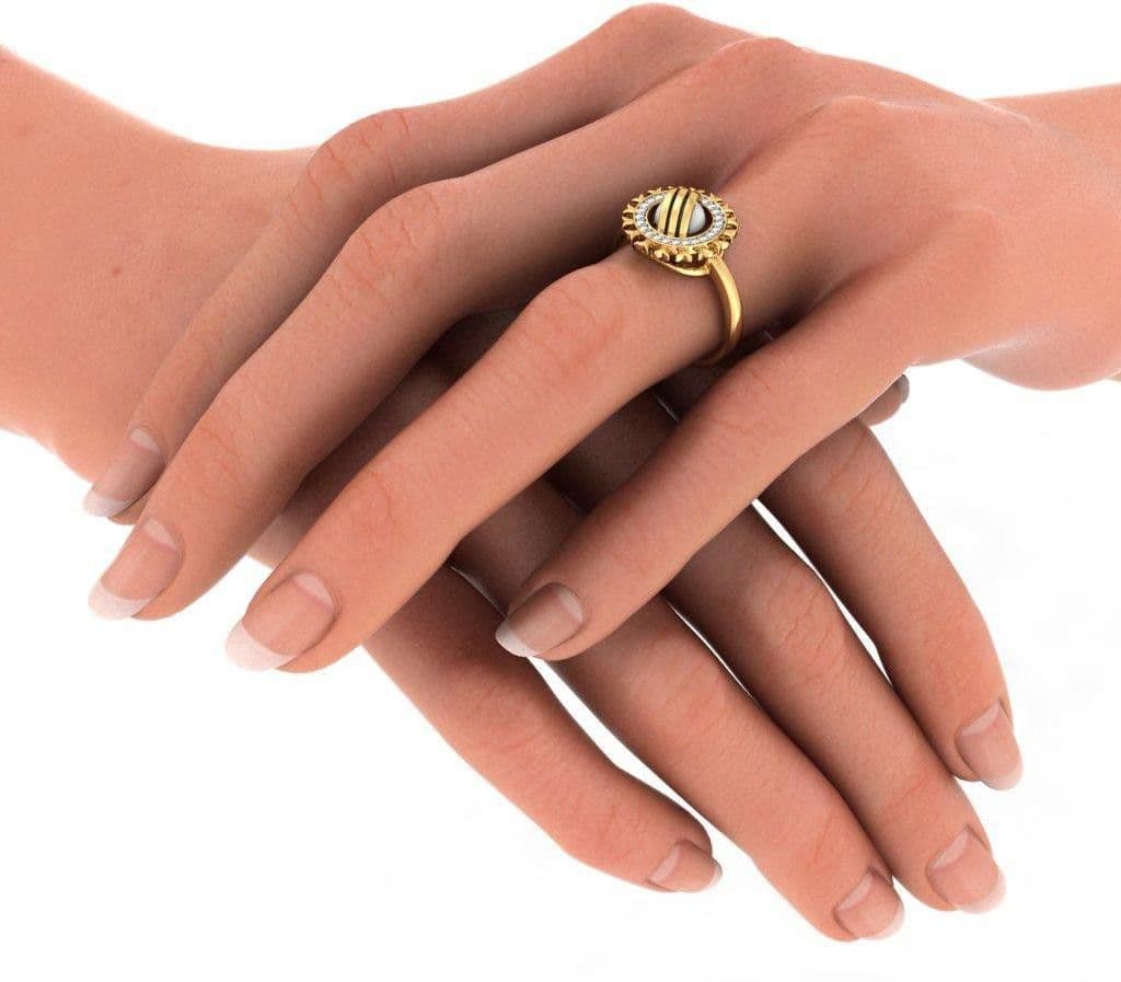BlueStone The Golden Arm Yellow Gold Diamond, Pearl 18 K Ring view 3