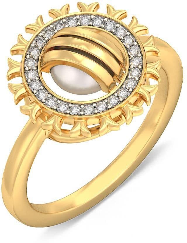 BlueStone The Golden Arm Yellow Gold Diamond, Pearl 18 K Ring view 2