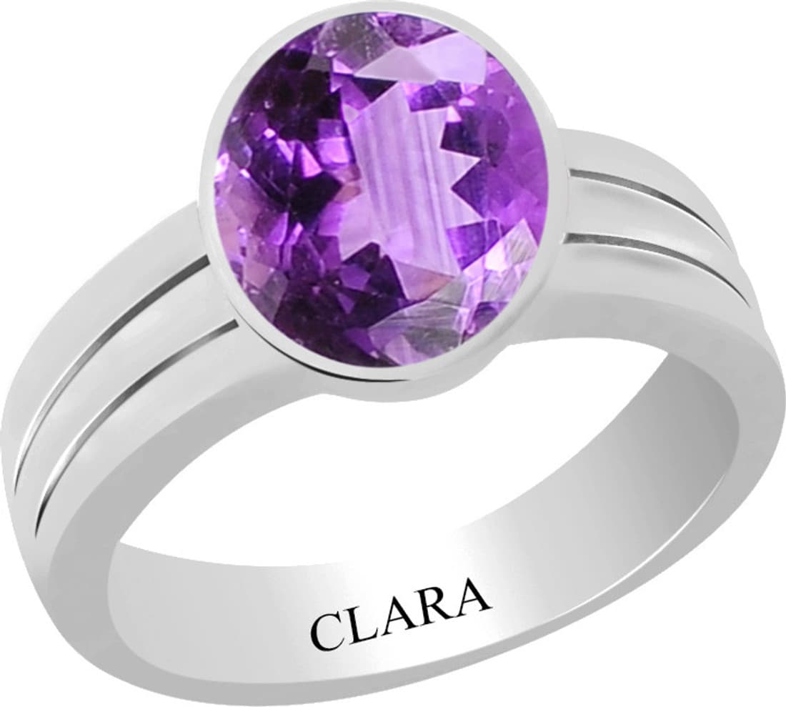 Clara Certified Katela 3.9 cts or 4.25 ratti Stunning Sterling Silver Amethyst Ring