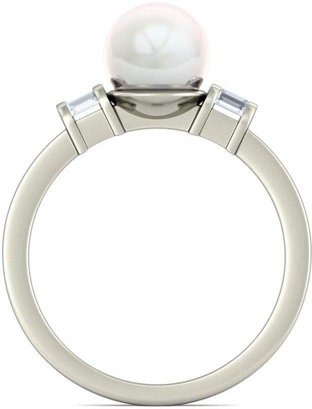 BlueStone The Beatrice White Gold Diamond, Pearl 14 K Ring view 4