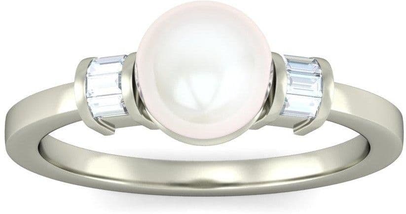 BlueStone The Beatrice White Gold Diamond, Pearl 14 K Ring view 5