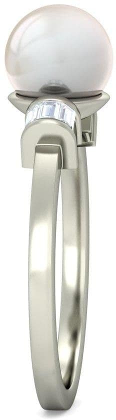 BlueStone The Beatrice White Gold Diamond, Pearl 14 K Ring view 3