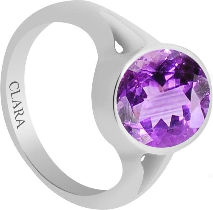 Clara Certified Katela 8.3 cts or 9.25 ratti Zoya Sterling Silver Amethyst Ring view 3