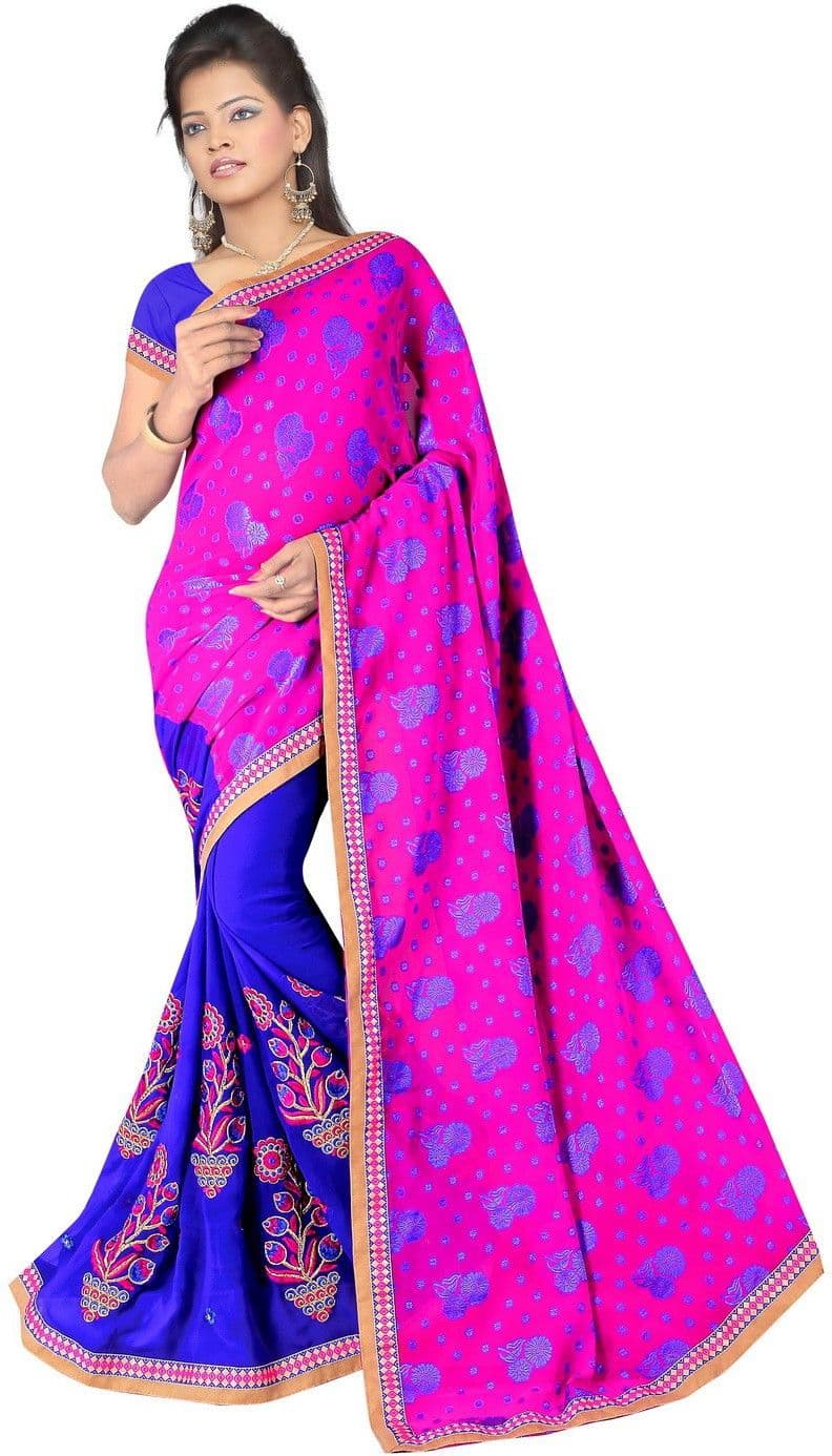 BOMBAY VELVAT FAB Embriodered Fashion Georgette Sari