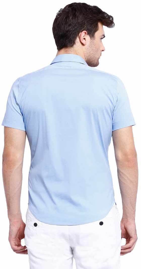 Livastar Men's Solid Casual Blue Shirt view 2