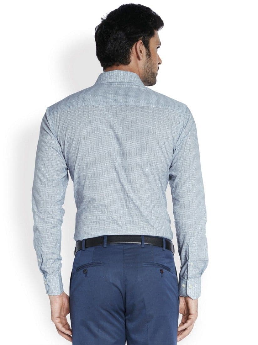 Raymond Men's Printed Formal Blue Shirt view 5