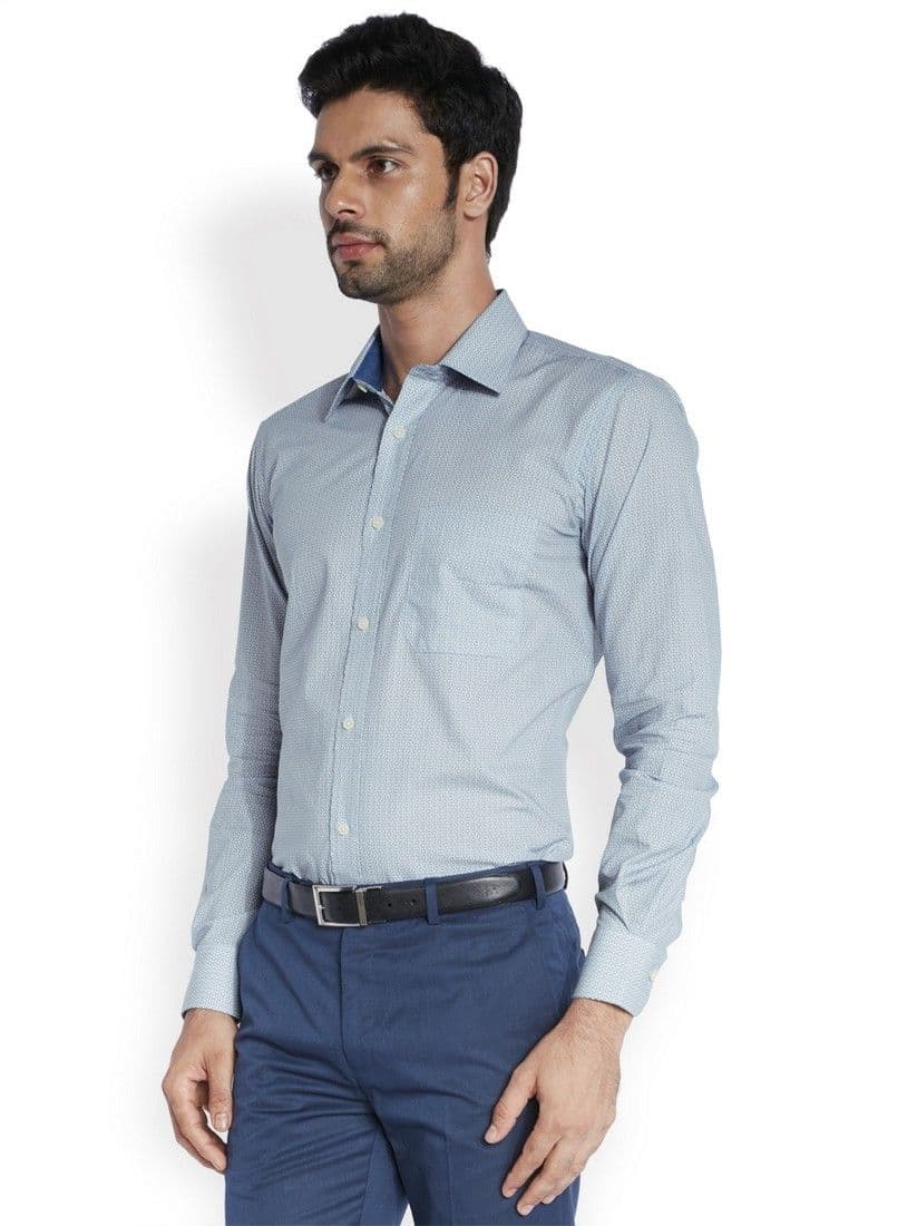 Raymond Men's Printed Formal Blue Shirt view 3