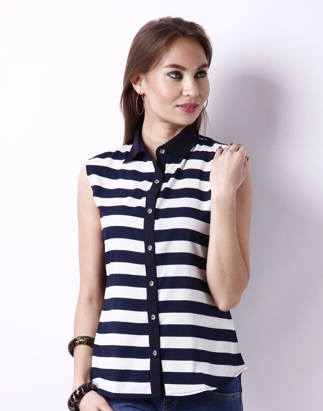 Hermosear Women's Striped Casual Shirt view 3