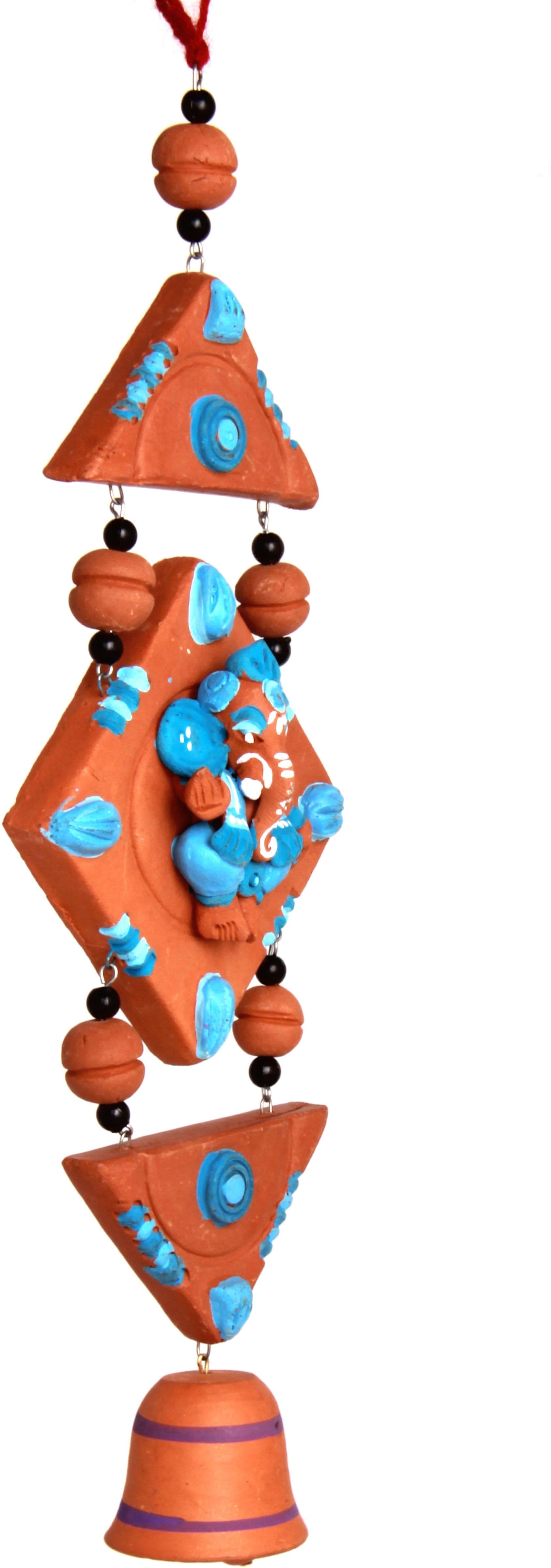 Adaa Terracotta Hand Painted Wall Hanging Ganesha (Blue) Showpiece  -  22 cm view 3