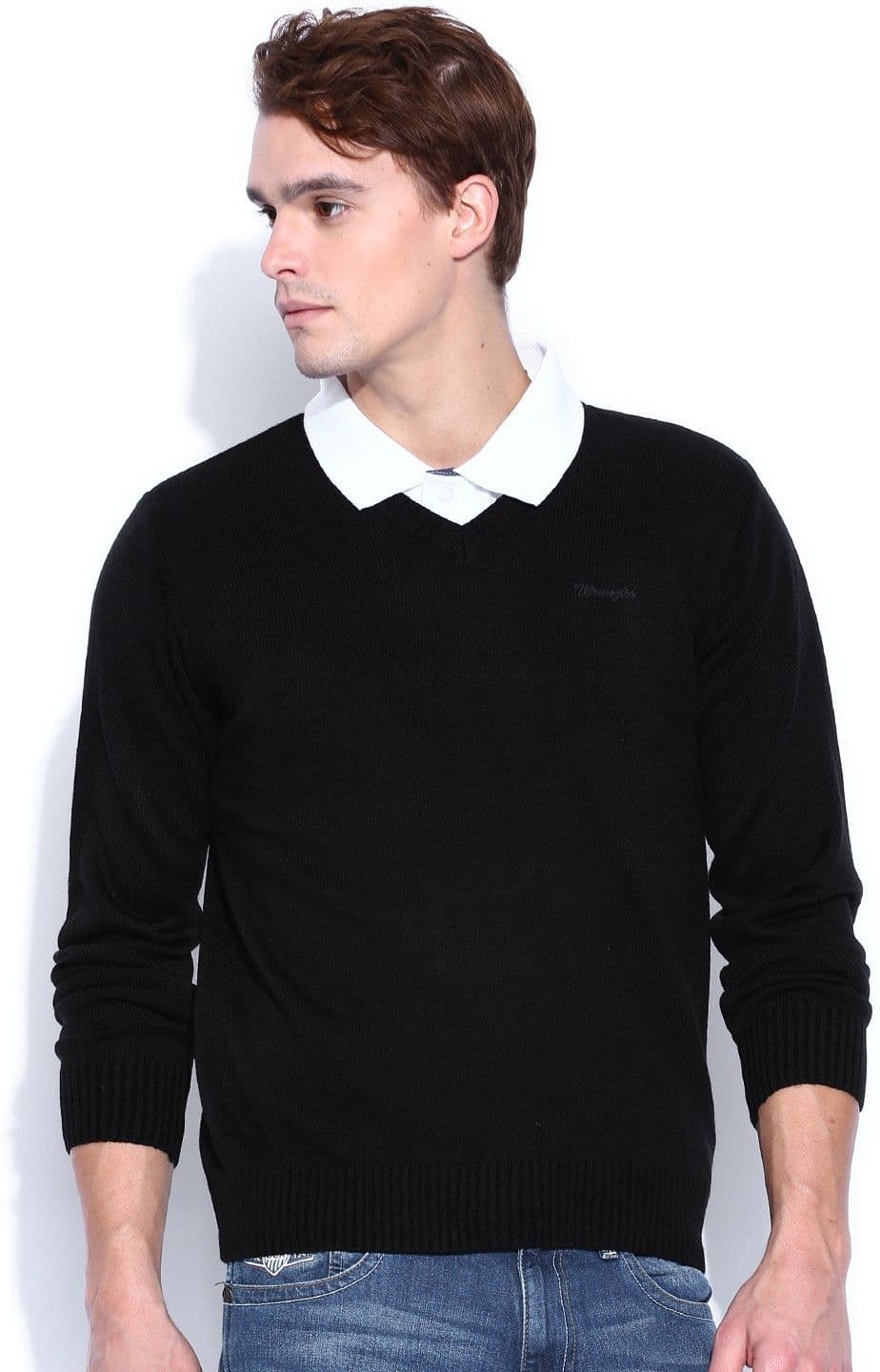 Wrangler Solid V-neck Casual Men's Sweater