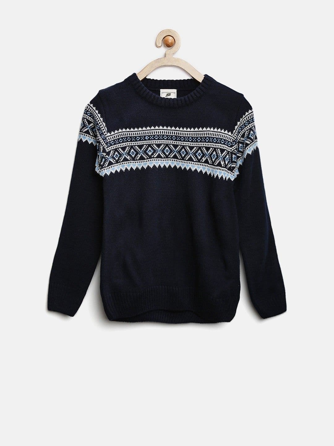 YK Self Design Round Neck Casual Boy's Sweater