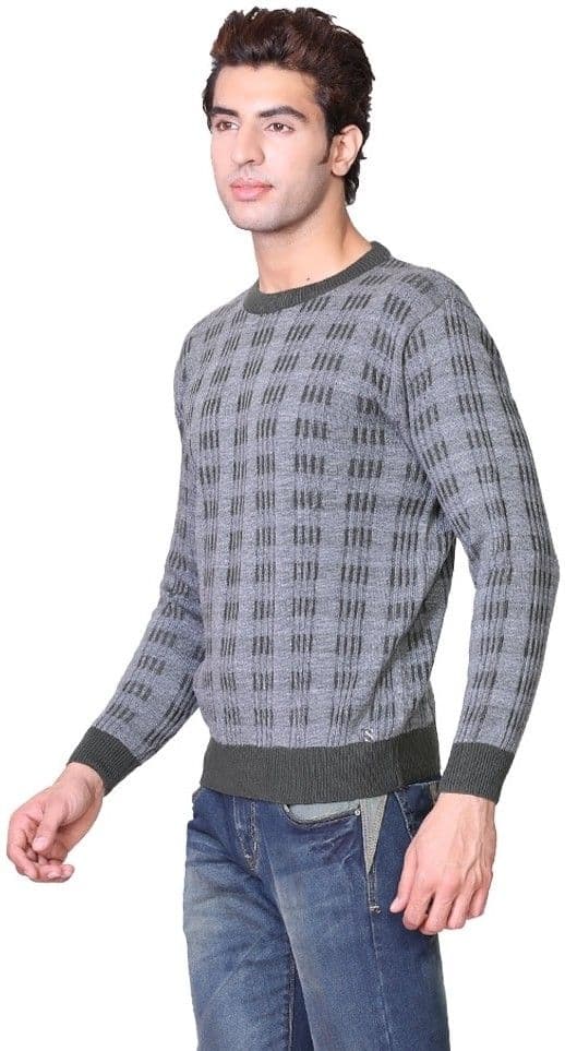 Riverside Solid Round Neck Casual Men's Sweater view 3
