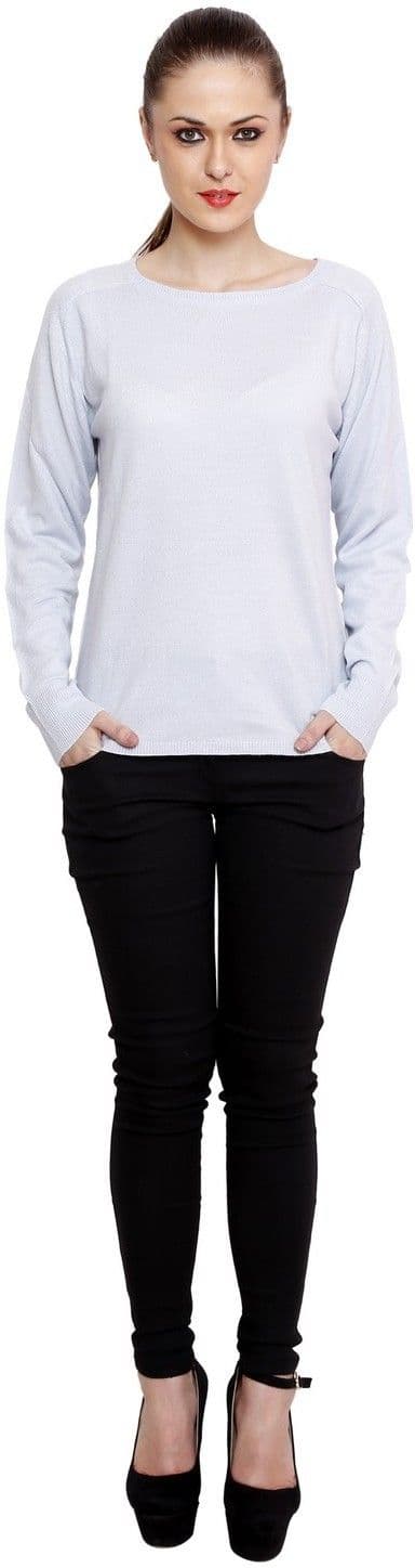 Hangover Solid Round Neck Women's Sweater view 5