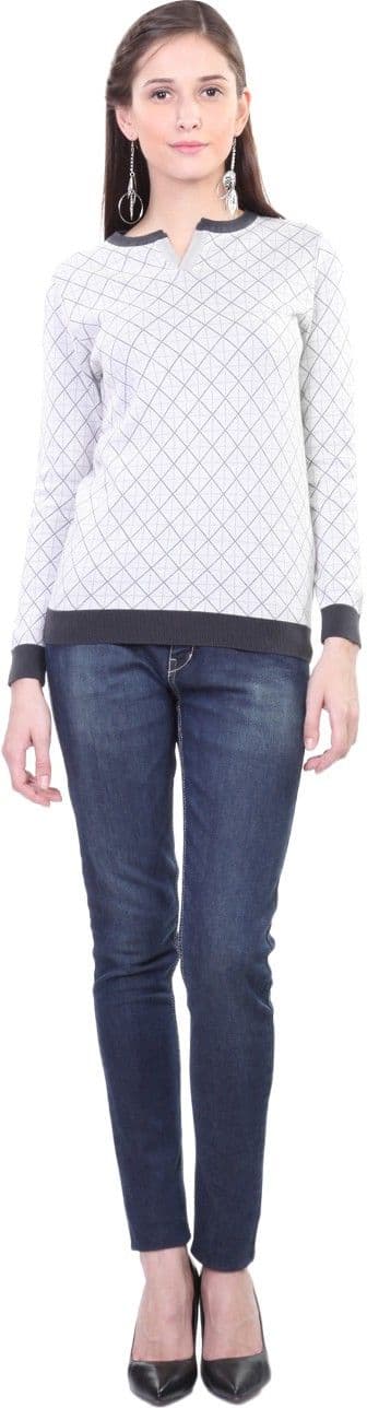 Kalt Self Design Round Neck Casual Women's Sweater view 5