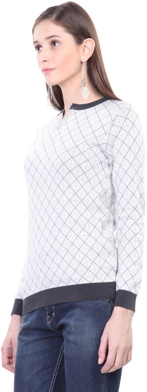 Kalt Self Design Round Neck Casual Women's Sweater view 4