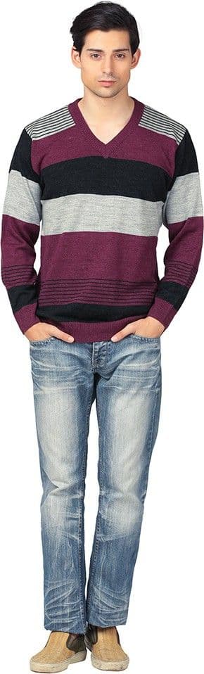 Aarbee Striped V-neck Casual Men's Sweater view 3