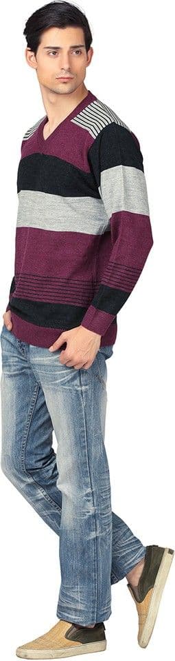 Aarbee Striped V-neck Casual Men's Sweater view 4