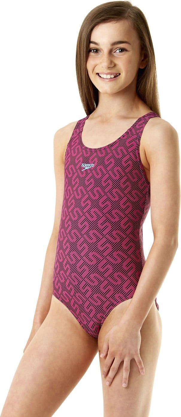 Speedo Monogram Allover Splashback Solid Girl's view 3