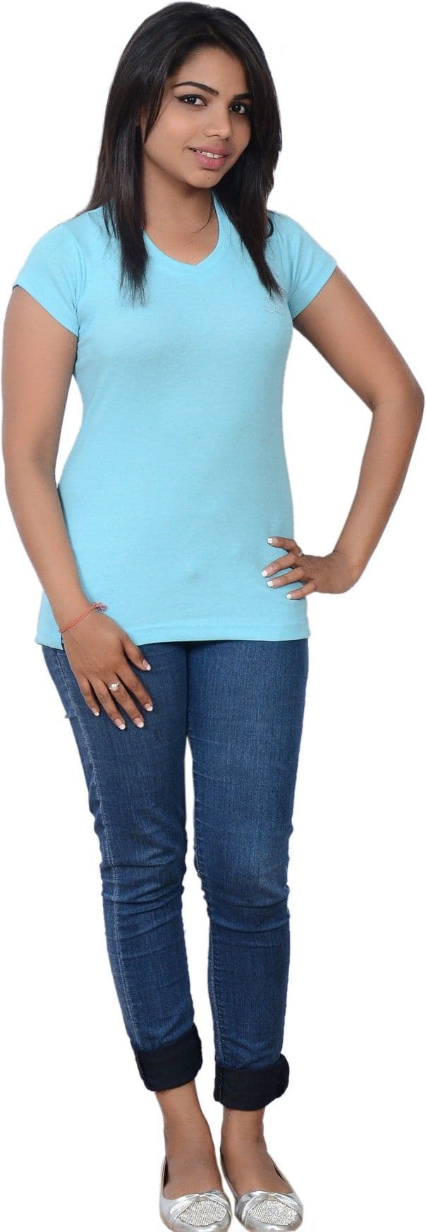 Point Fit Solid Women's V-neck T-Shirt view 2