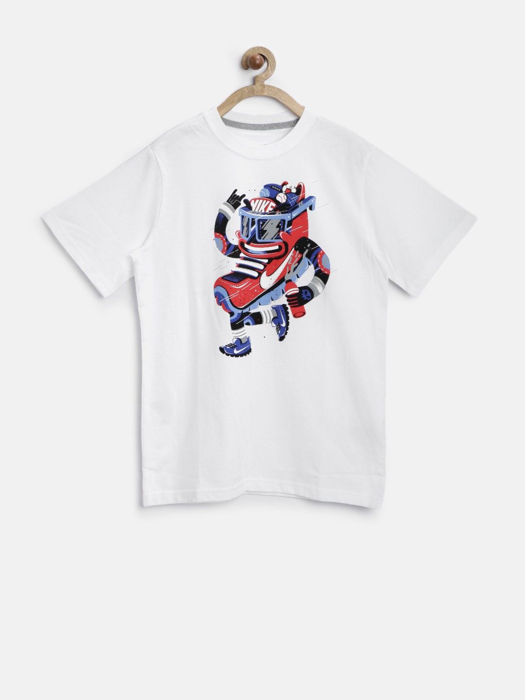 Nike Graphic Print Boy's Round Neck White T-Shirt