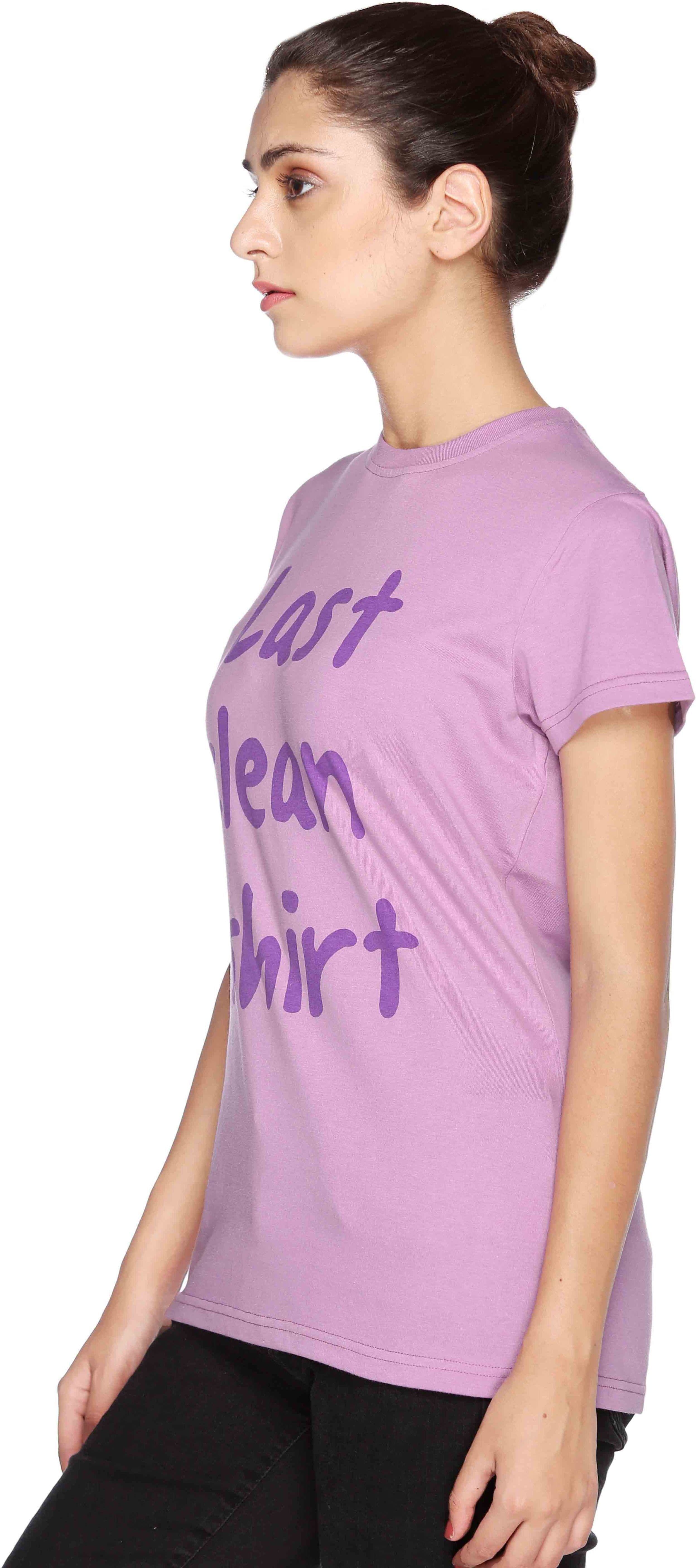 CLUB YORK Printed Women's Round Neck Purple T-Shirt view 3