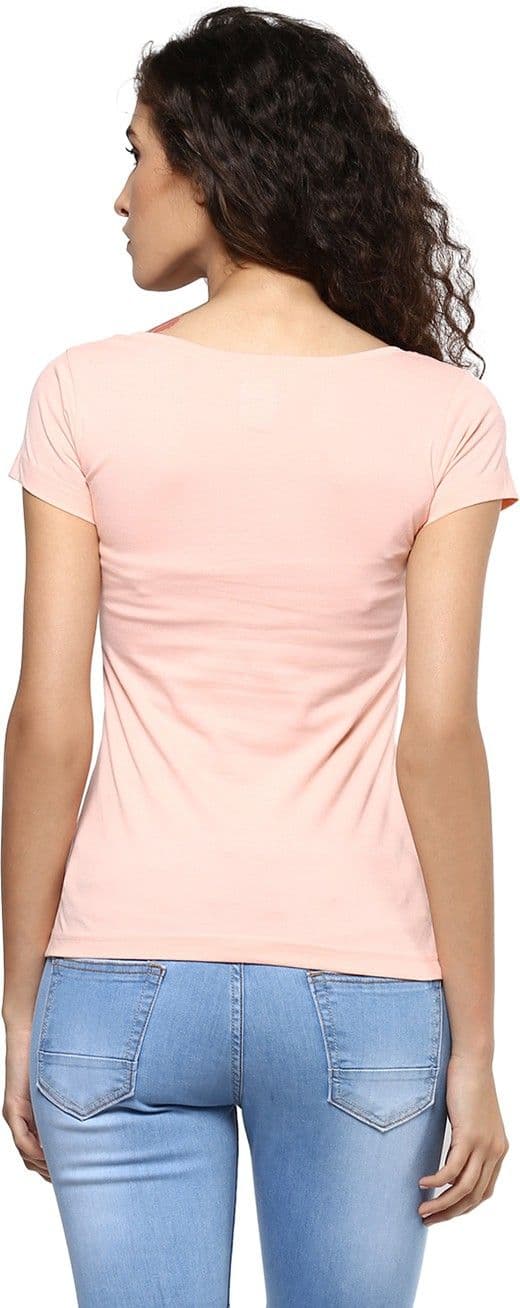 Yepme Graphic Print Women's Scoop Neck Pink T-Shirt view 2