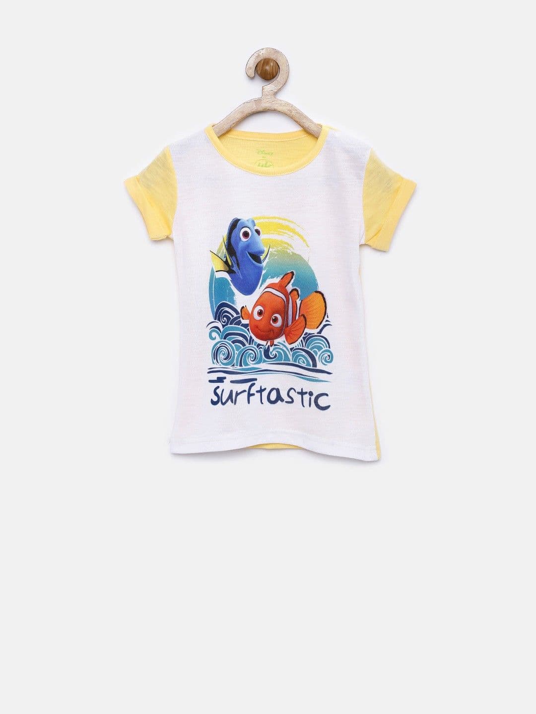 YK Printed Girl's Round Neck White T-Shirt view 2