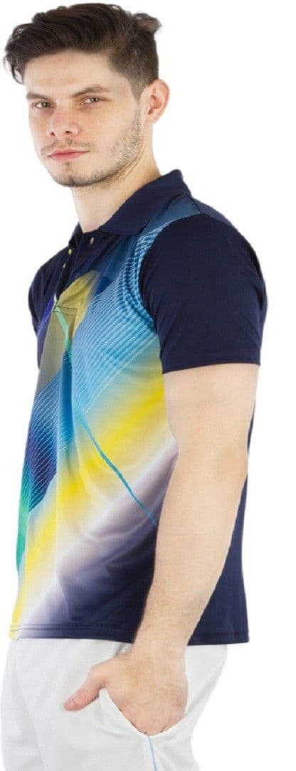 BURDY Graphic Print Men's Polo Neck Dark Blue T-Shirt view 2