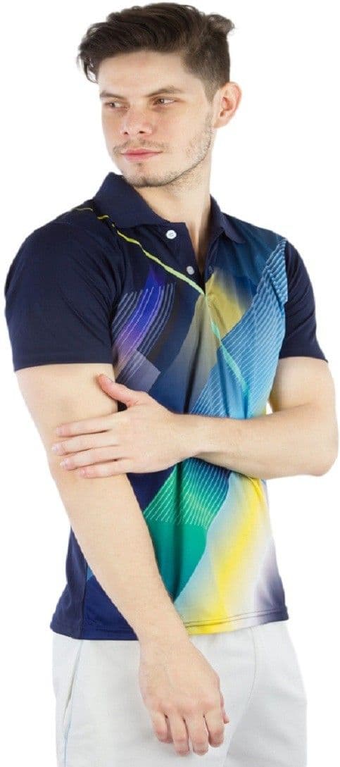 BURDY Graphic Print Men's Polo Neck Dark Blue T-Shirt view 3