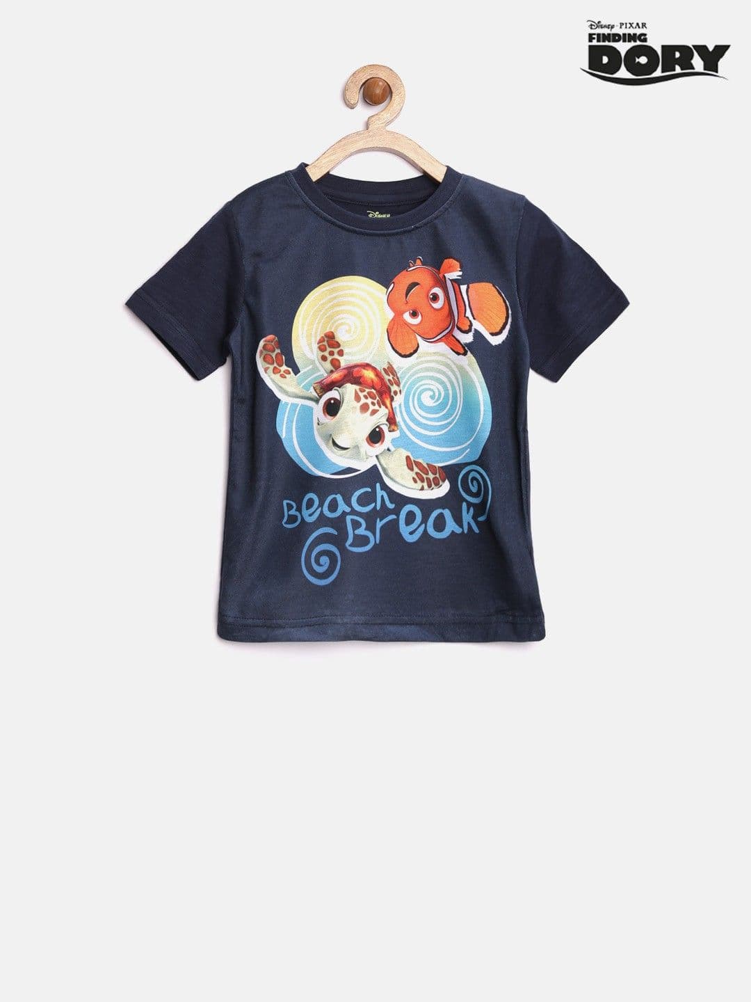 YK Printed Boy's Round Neck Dark Blue T-Shirt