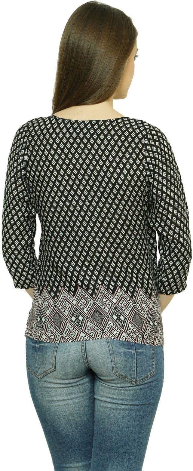 Fusion Mela Casual 3/4 Sleeve Printed Women's Top view 3