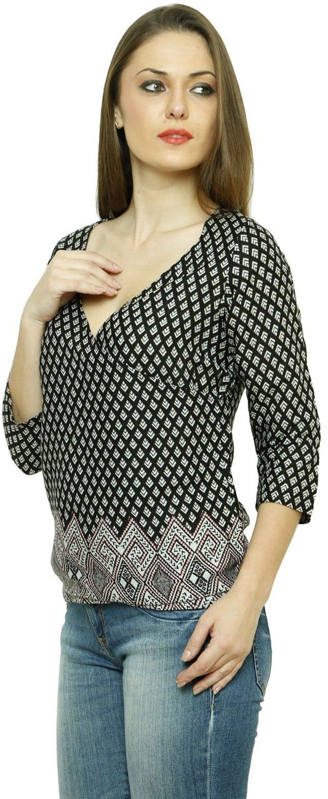Fusion Mela Casual 3/4 Sleeve Printed Women's Top view 2