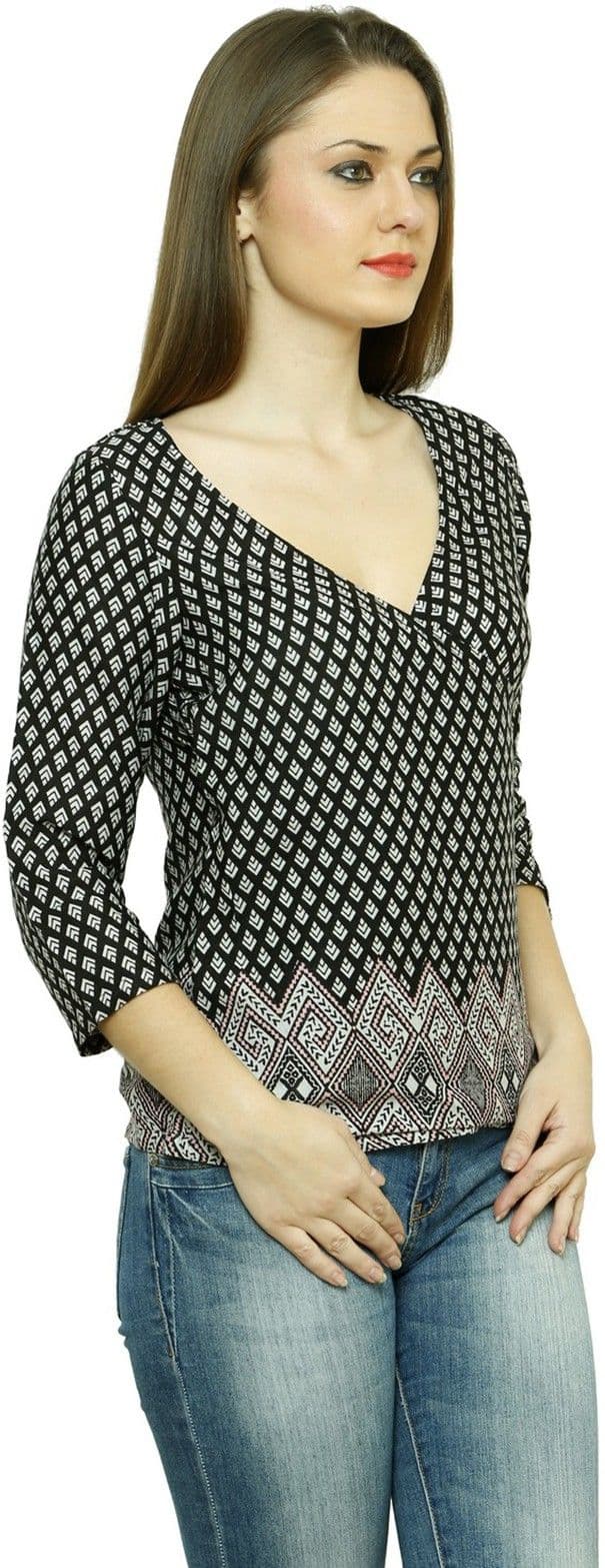Fusion Mela Casual 3/4 Sleeve Printed Women's Top view 4