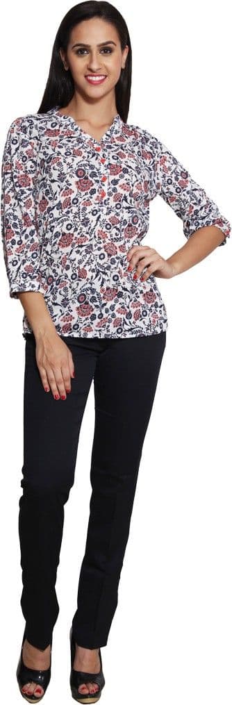 Panit Casual 3/4 Sleeve Floral Print Women's White, Multicolor Top view 6