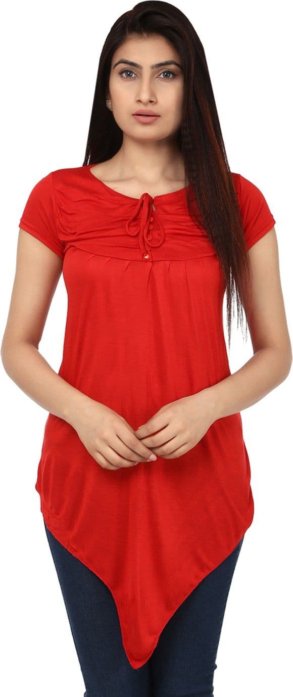 TeeMoods Casual Short Sleeve Solid Women's Top