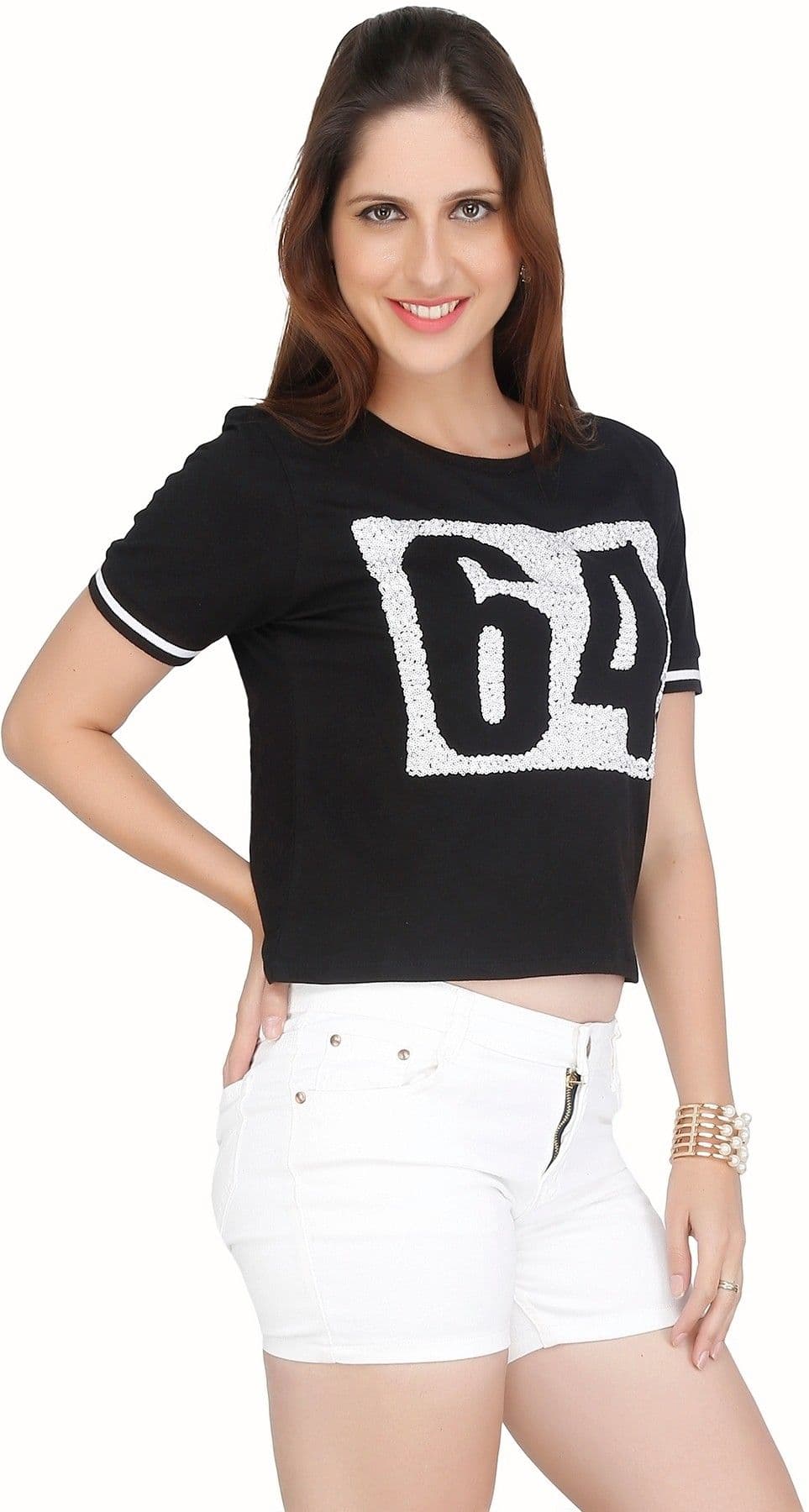 Meish Casual Short Sleeve Embellished Women's Top view 3