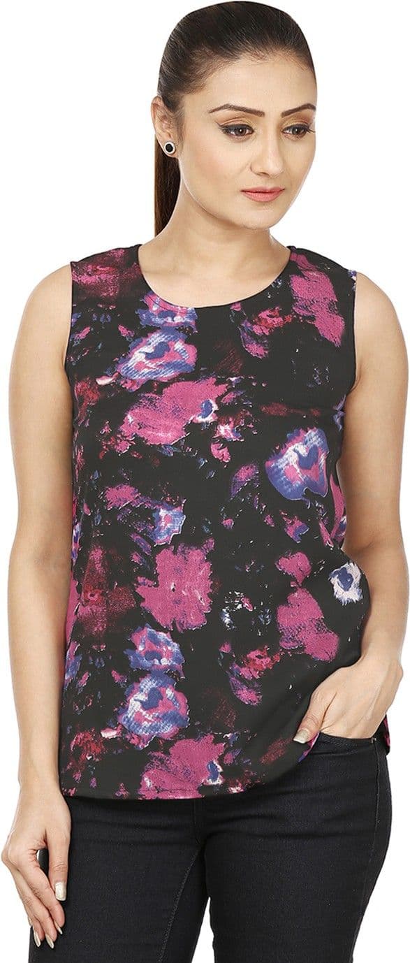 Coash Casual Sleeveless Printed Women's Black, Pink Top view 2